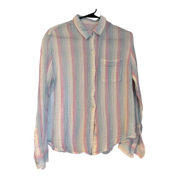 Rails Ellis Rainbow Iris Striped Button Down Top size Medium - Picture 3 of 6